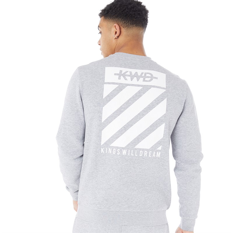 Kings Will Dream Mens Stanten Sweatshirt Grey Marl/Optic White