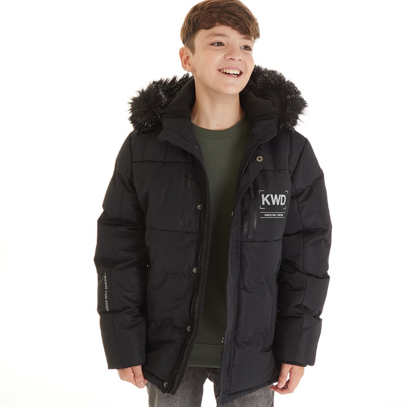 Buy Kings Will Dream Boys Bronson Puffer Parka Jacket Jet Black