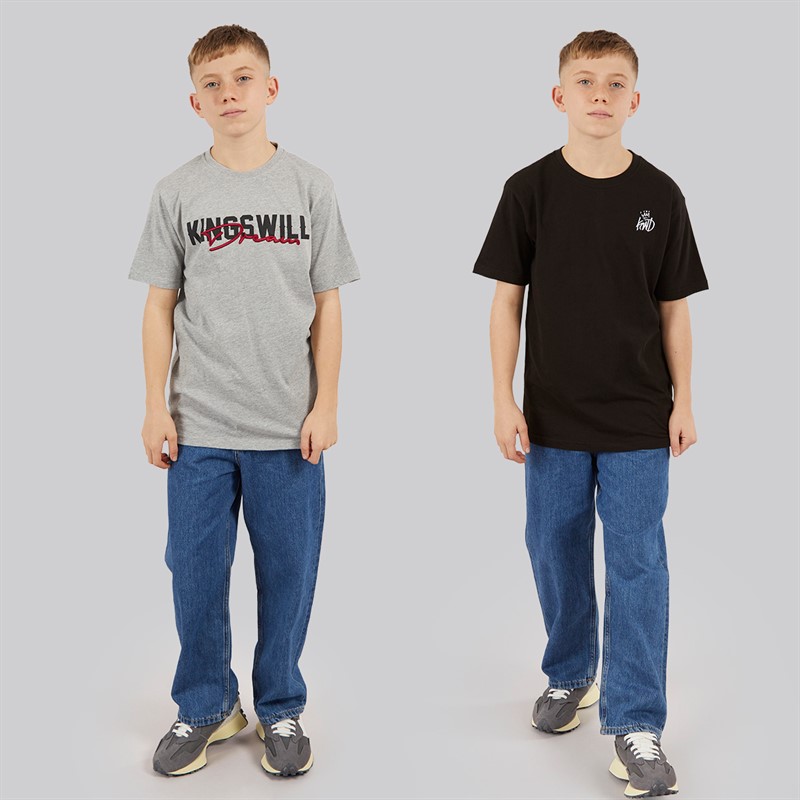 Kings Will Dream Boys Bilkiecore Two Pack T-Shirts Grey/Black