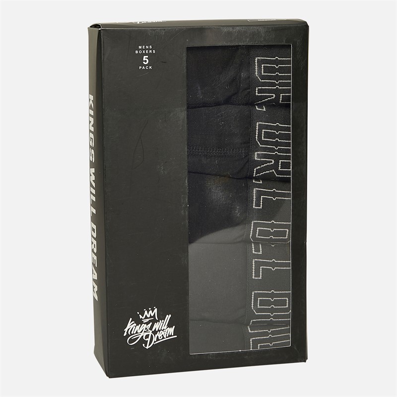 Kings Will Dream Mens Kingsport Five Pack Boxers Black