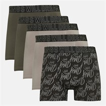 Kings Will Dream Mens Kingsported Five Pack Boxers Black Pattern/Olive/Olive/Ash Grey/Ash Grey
