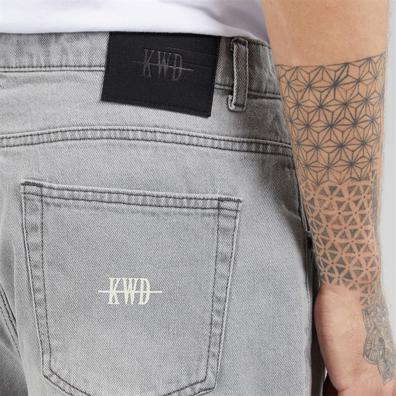 Kings Will Dream Mens Dubl Jord Relaxed Fit Denim Shorts Light Grey