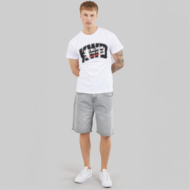 Kings Will Dream Mens Dubl Jord Relaxed Fit Denim Shorts Light Grey