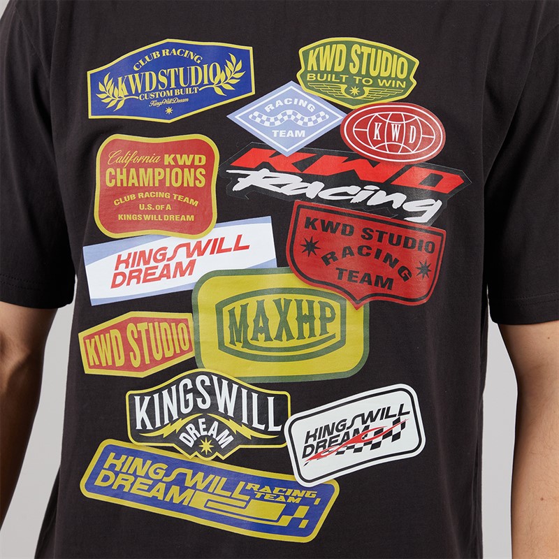 Kings Will Dream Mens Race Badge Relaxed Fit T-Shirt Black