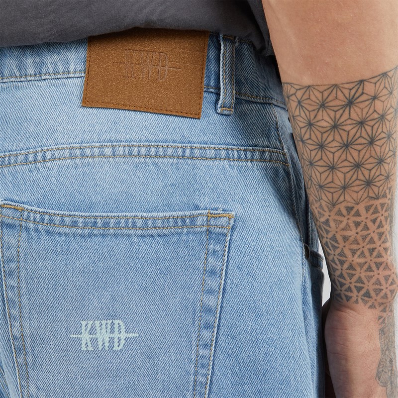 Kings Will Dream Mens Dubl Jord Relaxed Fit Denim Shorts Lightwash