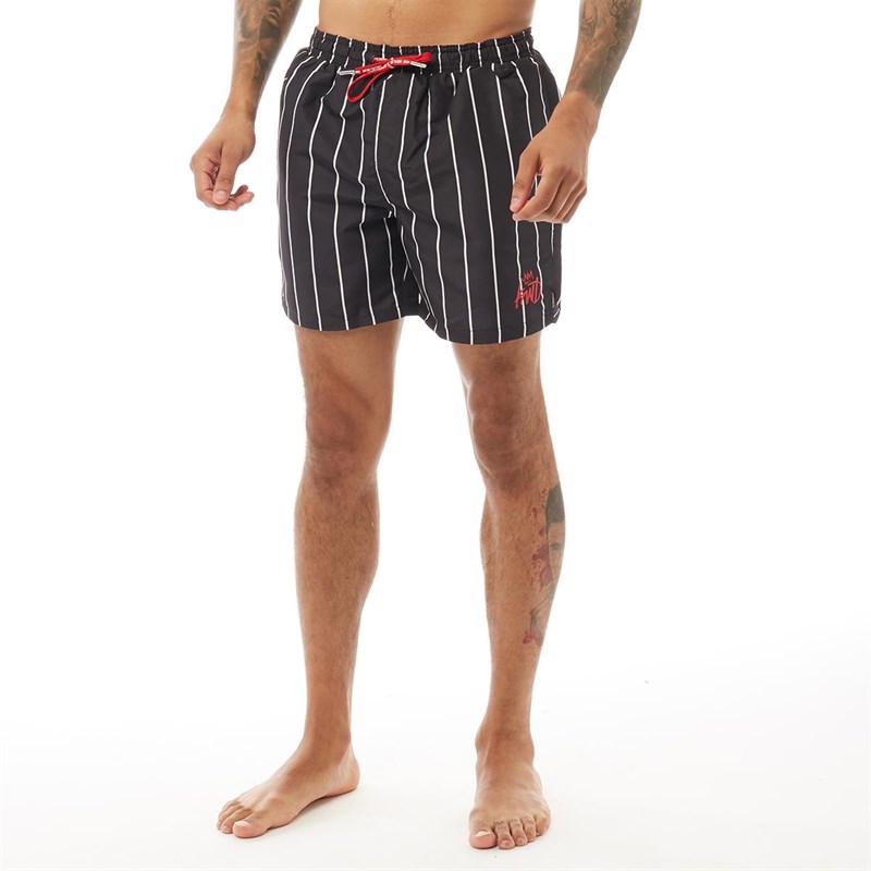 black and white pinstripe shorts