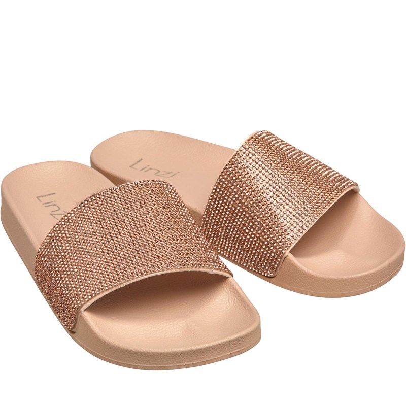 nude leather sliders