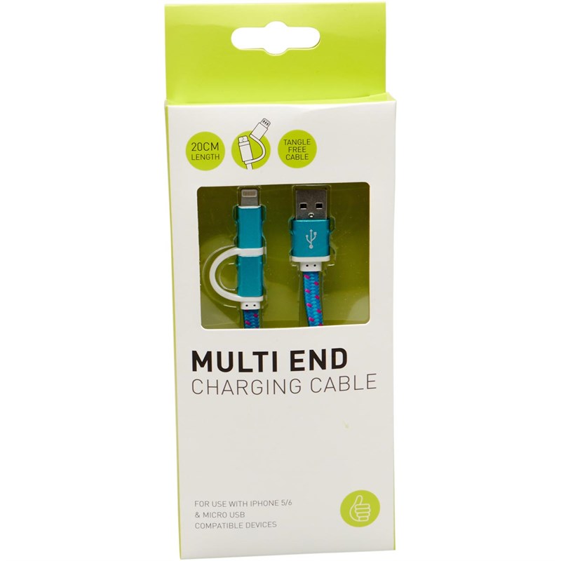 Buy Link Dual Usb Charging Cable 20cm Long Blue