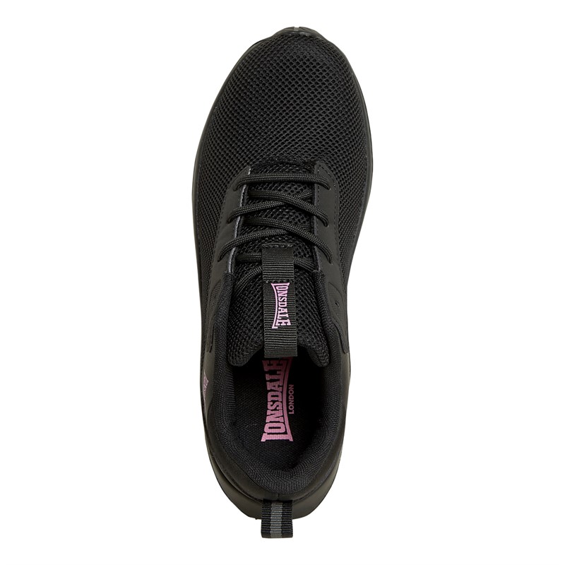 Lonsdale Womens Bowside Trainers Black/Black/Pink