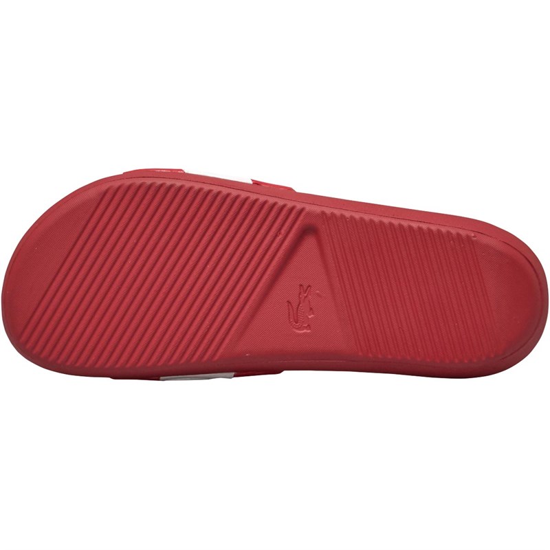 Lacoste Sandales Croco Slides Homme Rouge