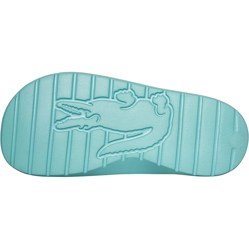 Lacoste Slider Sandales Croco 2.0 Slides Femme Turquoise