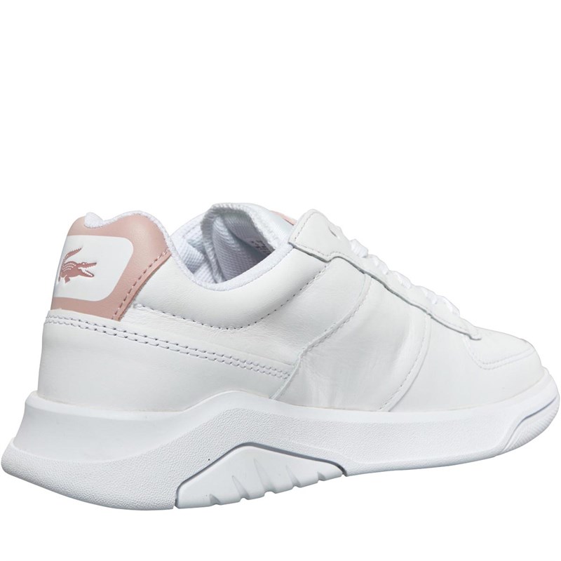 Lacoste Game Advance trainers in white and light pink