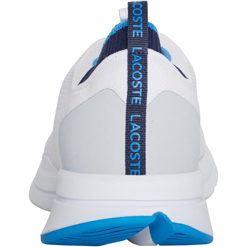 Lacoste Mens Run Spin Knit Trainers White/Blue