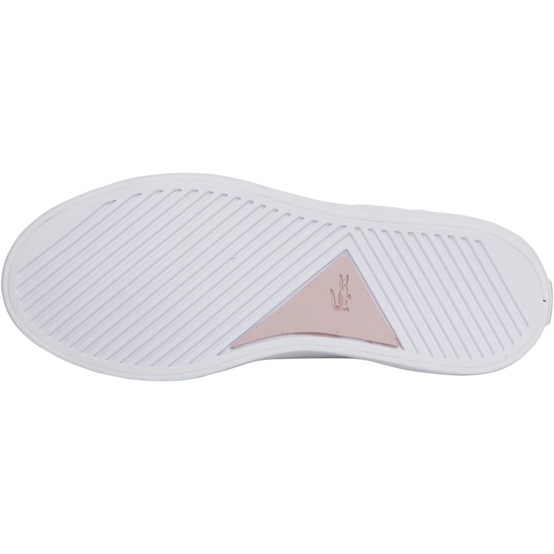 Lacoste Girls Lerond Iridescant Trainers White/Light Pink