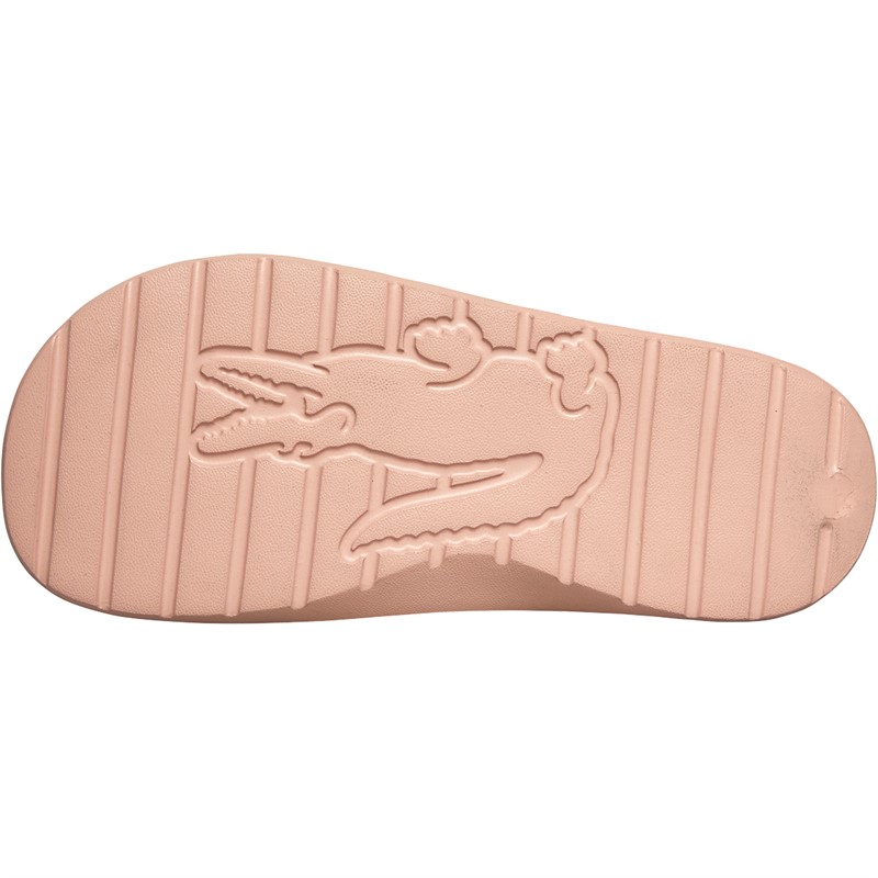 Lacoste Womens Croco 2.0 Sliders Light Pink/White