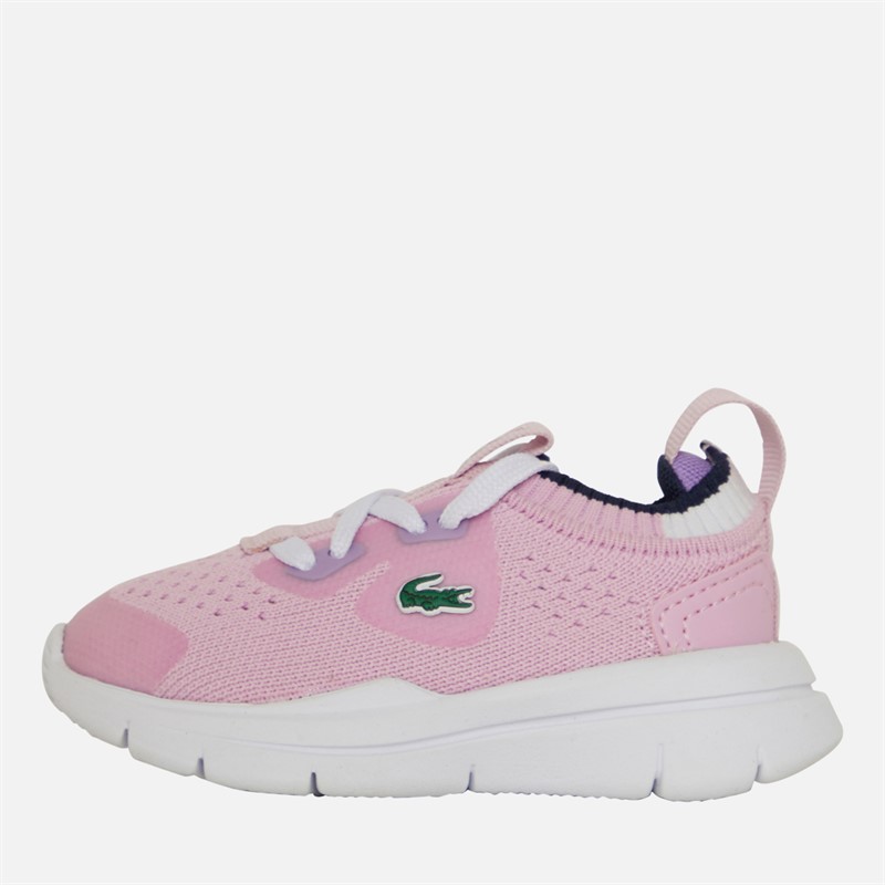 Lacoste Girls Run Spin Knit Trainers Pink/White