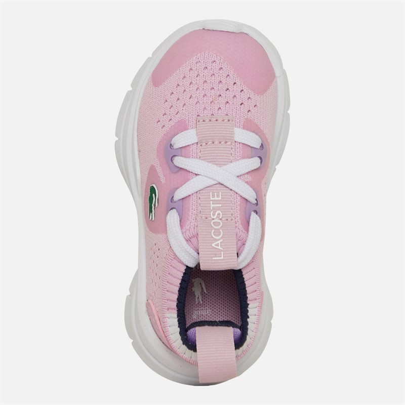 Lacoste Girls Run Spin Knit Trainers Pink/White