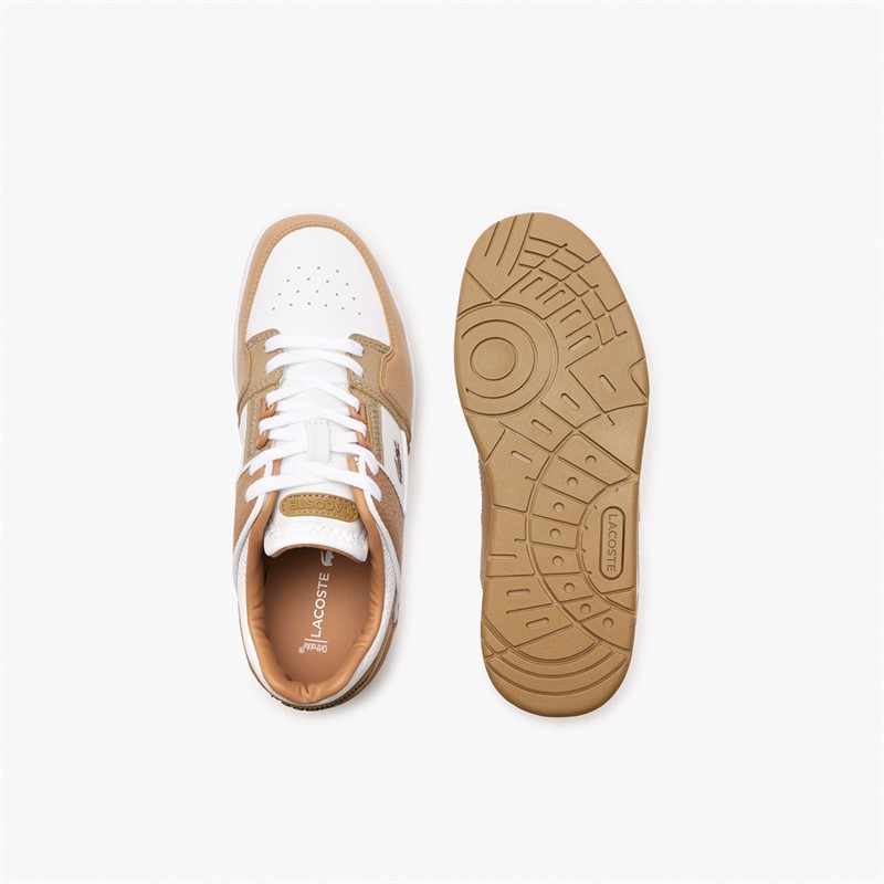 Lacoste Womens Court Cage Trainers White/Brown