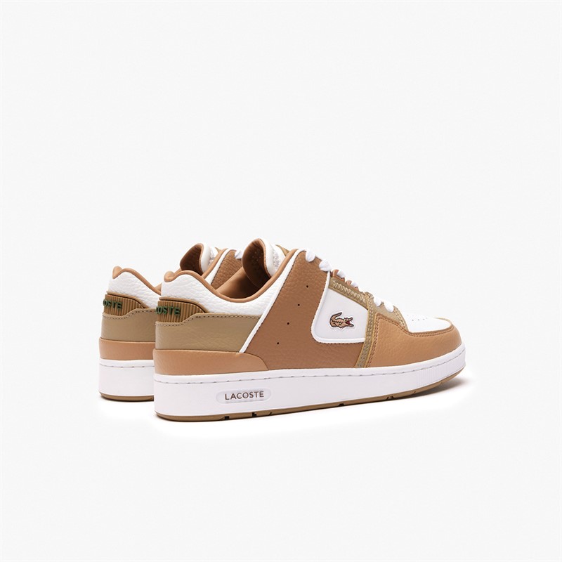 Lacoste Womens Court Cage Trainers White/Brown