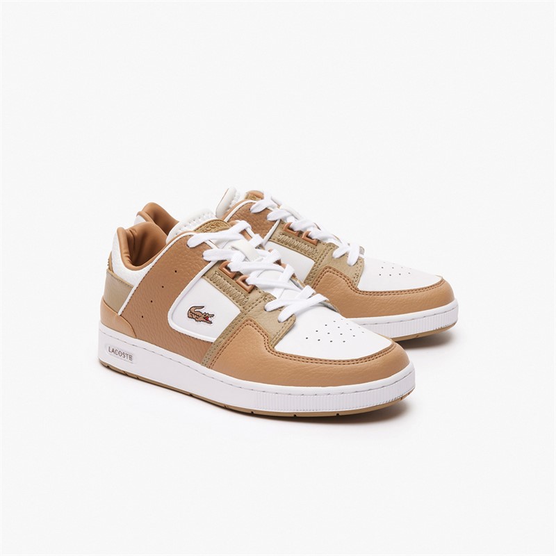 Lacoste Womens Court Cage Trainers White/Brown