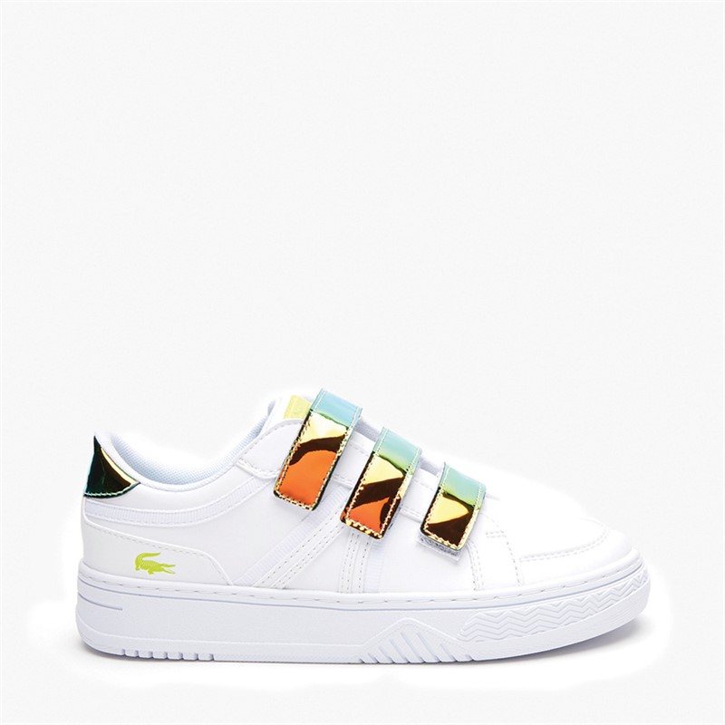 Lacoste Kids L001 Strap Trainers White/Yellow