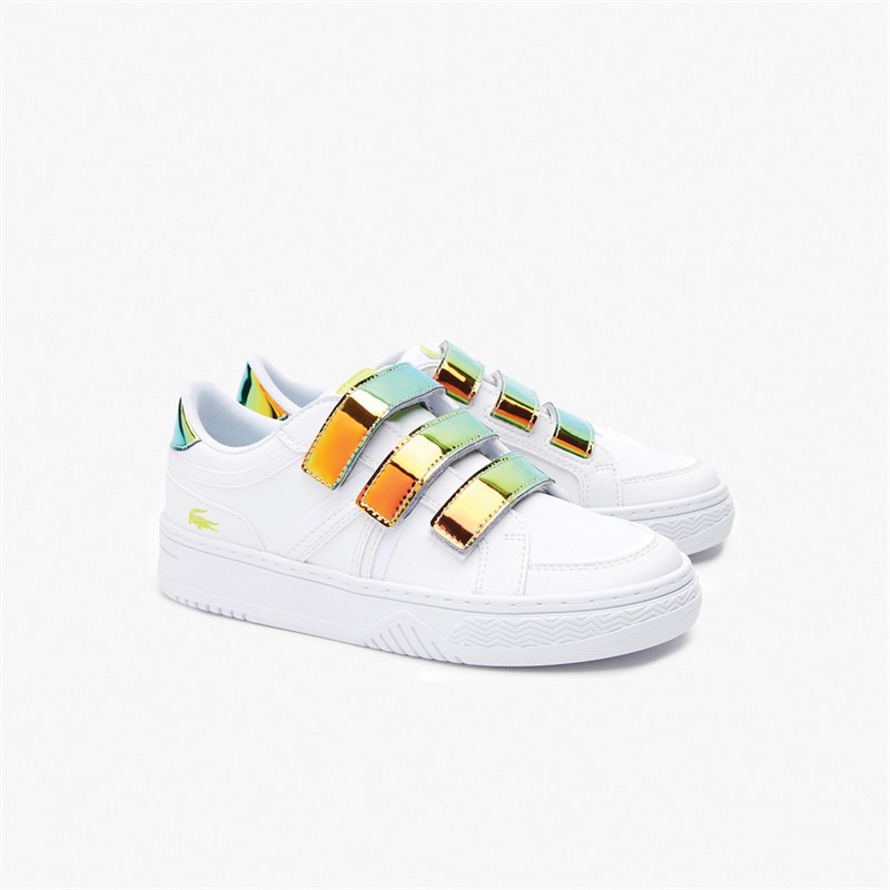 Lacoste Kids L001 Strap Trainers White/Yellow