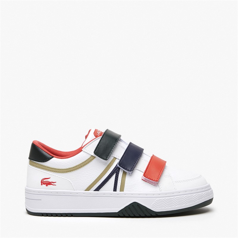 Lacoste Junior L001 Strap Trainers White/Dark Green