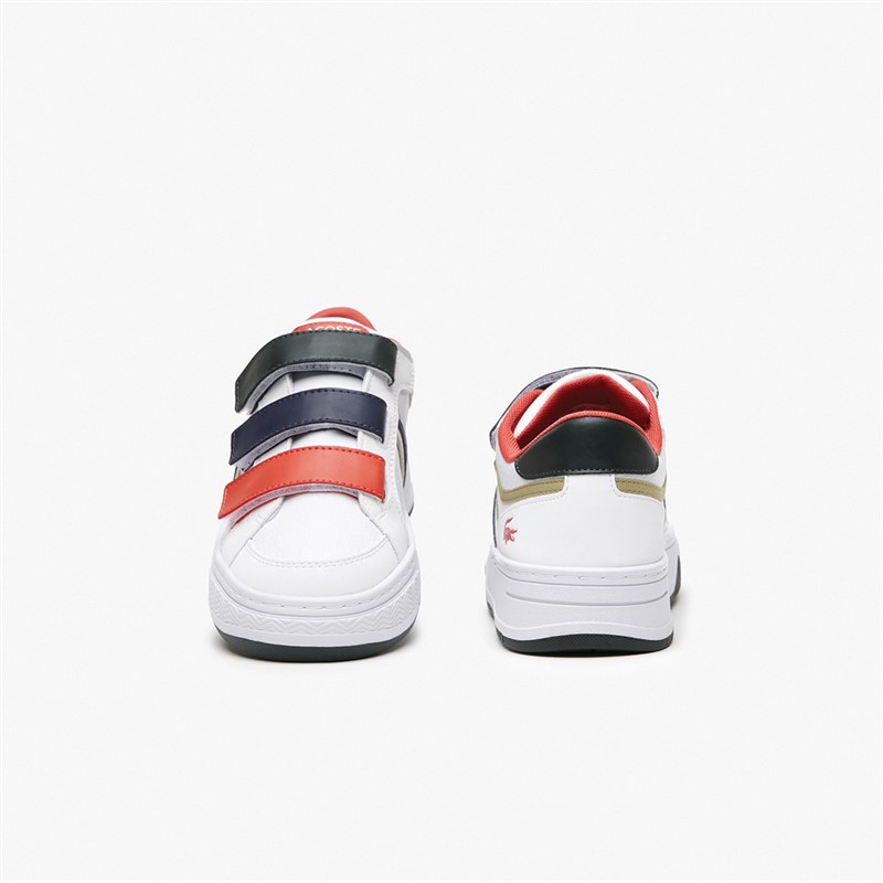 Lacoste Junior L001 Strap Trainers White/Dark Green