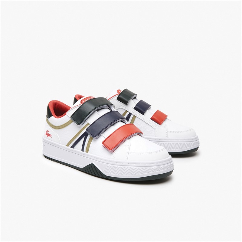 Lacoste Junior L001 Strap Trainers White/Dark Green