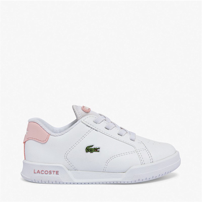Lacoste Infant Twin Serve Trainers White/Light Pink