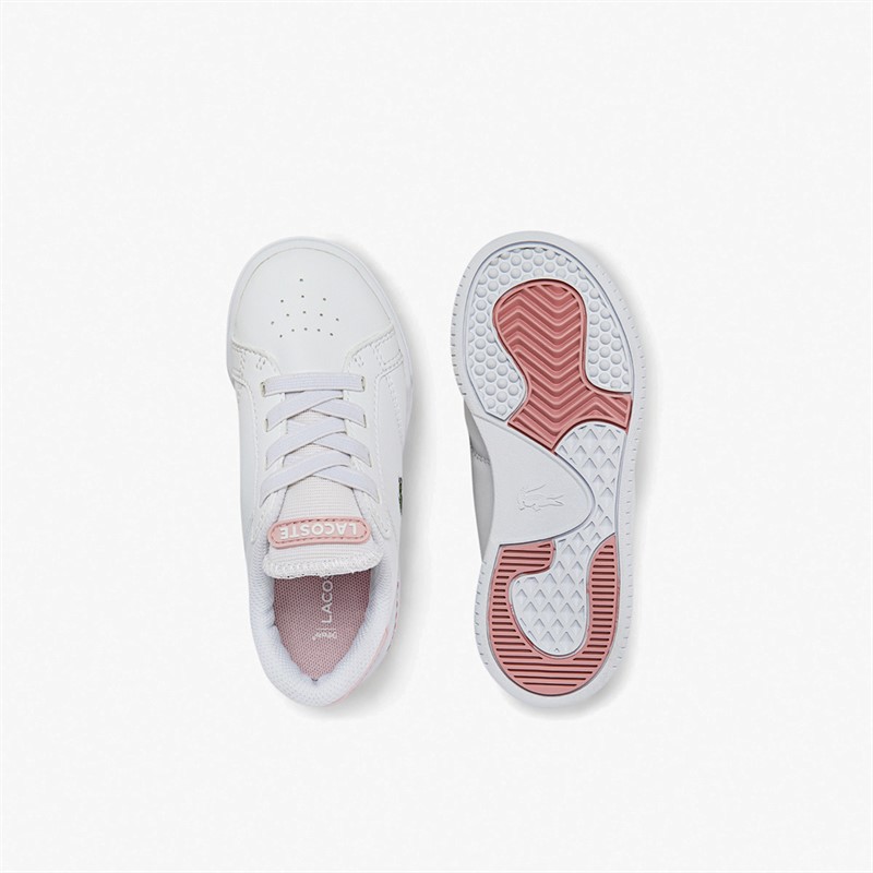 Lacoste Infant Twin Serve Trainers White/Light Pink