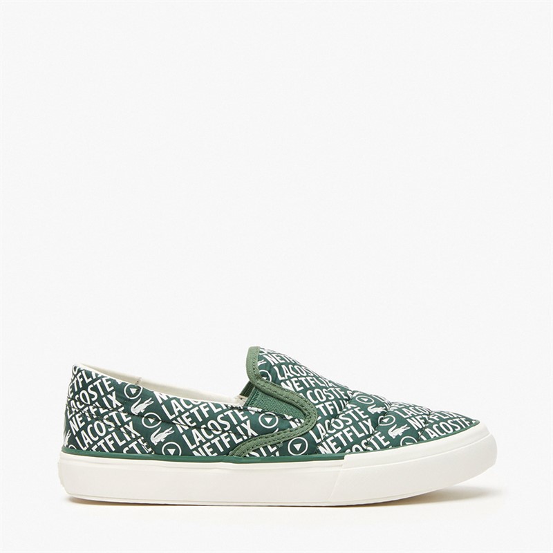 Lacoste Kids Lacoste X Netflix Jump Serve Slip On Trainers Dark Green/Off White