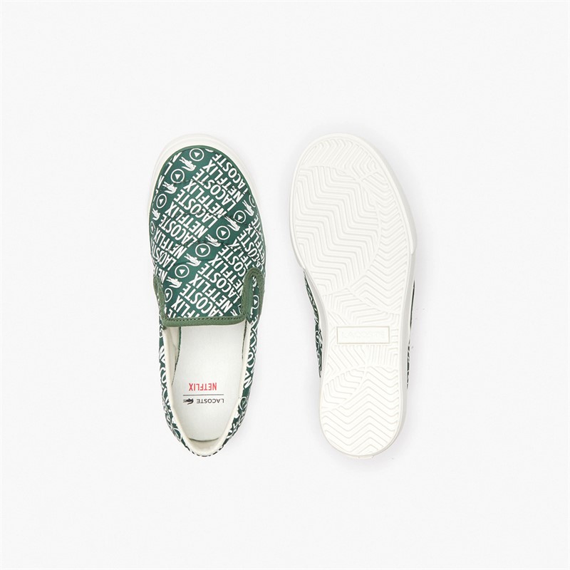 Lacoste Kids Lacoste X Netflix Jump Serve Slip On Trainers Dark Green/Off White