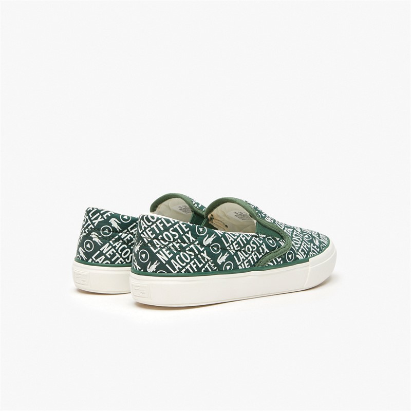 Lacoste Kids Lacoste X Netflix Jump Serve Slip On Trainers Dark Green/Off White