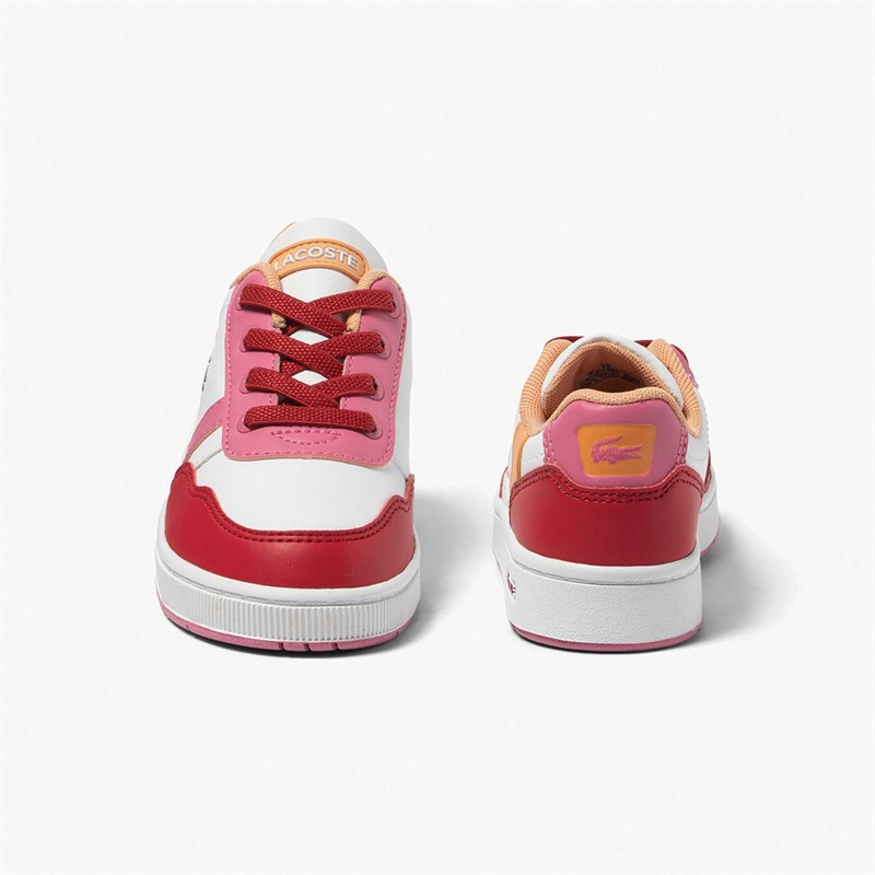 Lacoste Infant Girls T-Clip Trainers White/Pink