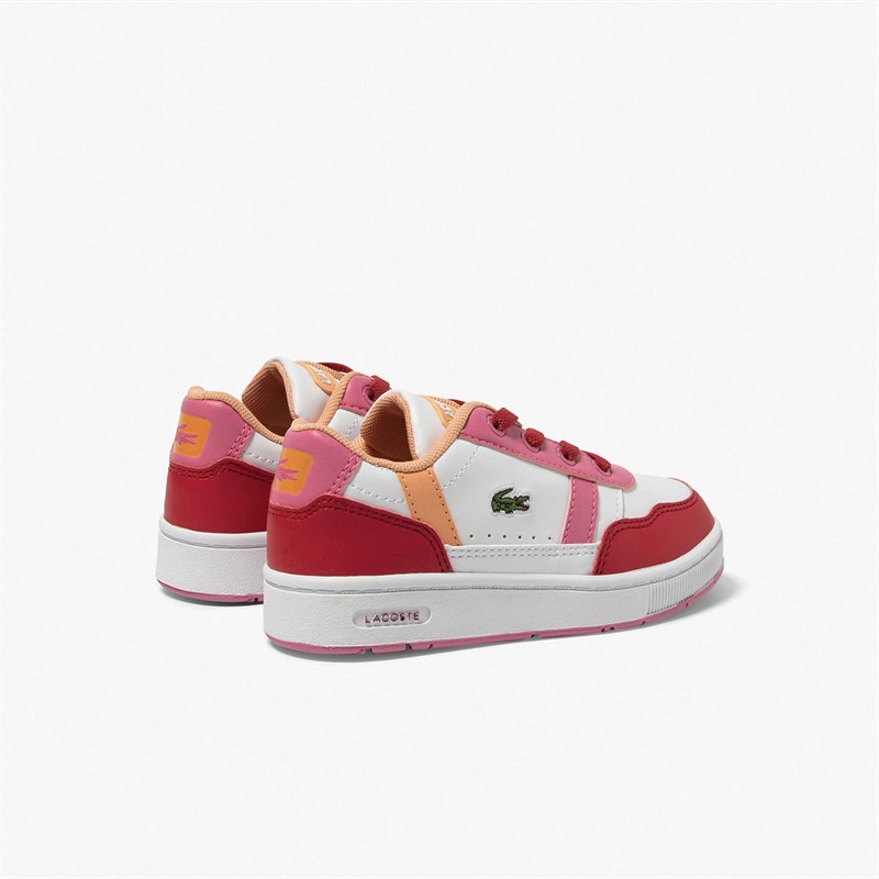 Lacoste Infant Girls T-Clip Trainers White/Pink