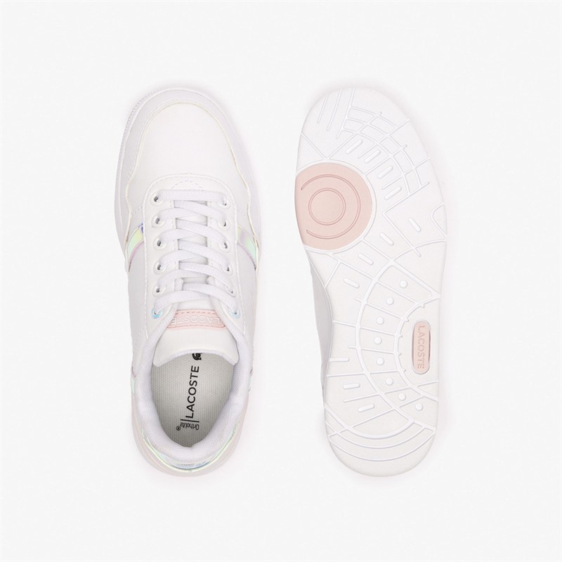 Lacoste Kids T-Clip Trainers White/Light Pink