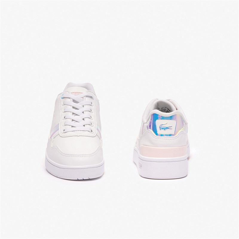 Lacoste Kids T-Clip Trainers White/Light Pink