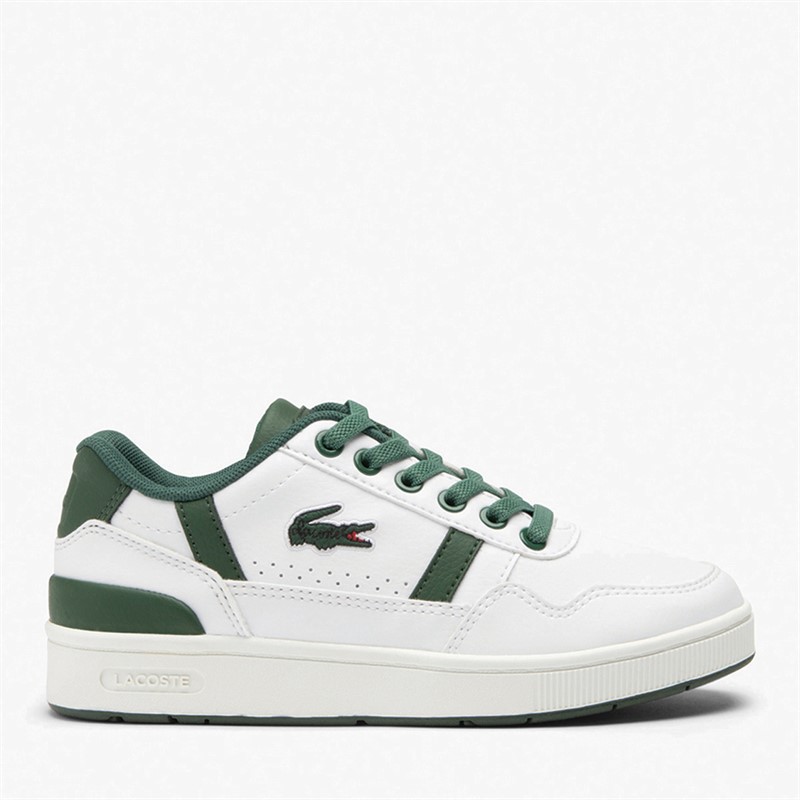 Lacoste Kids T-Clip Trainers White/Dark Green