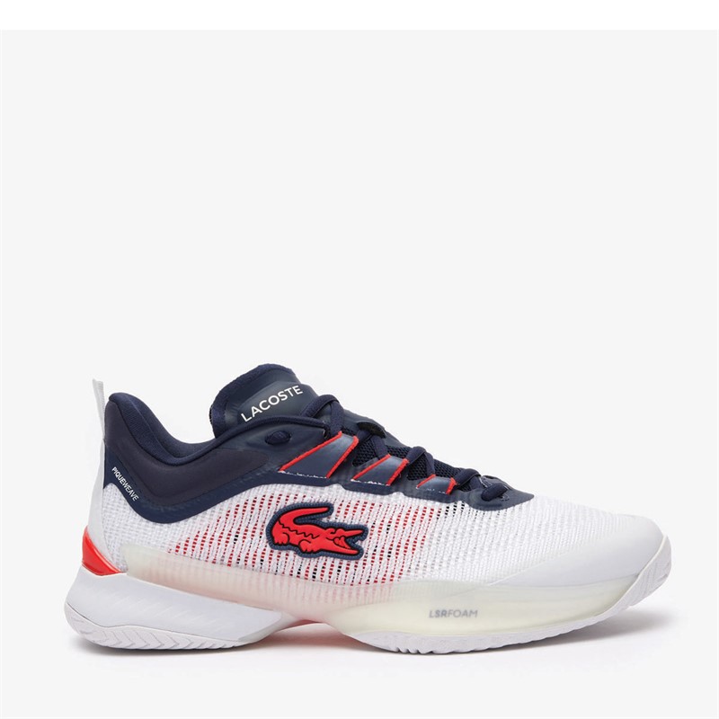 Lacoste Mens AG-LT23 Ultra Tennis Shoes White/Navy/Red