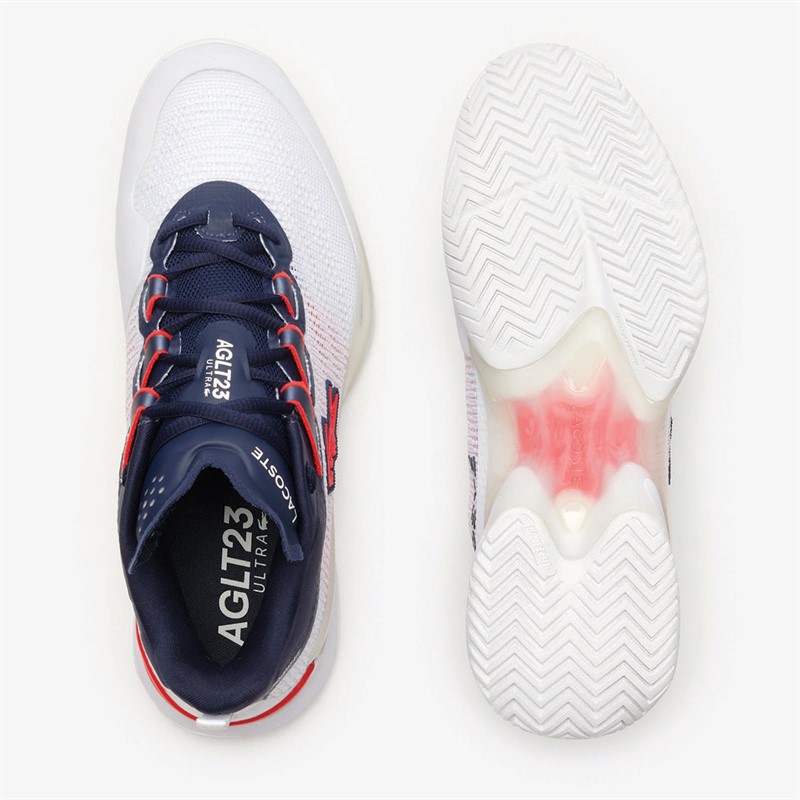 Lacoste Mens AG-LT23 Ultra Tennis Shoes White/Navy/Red