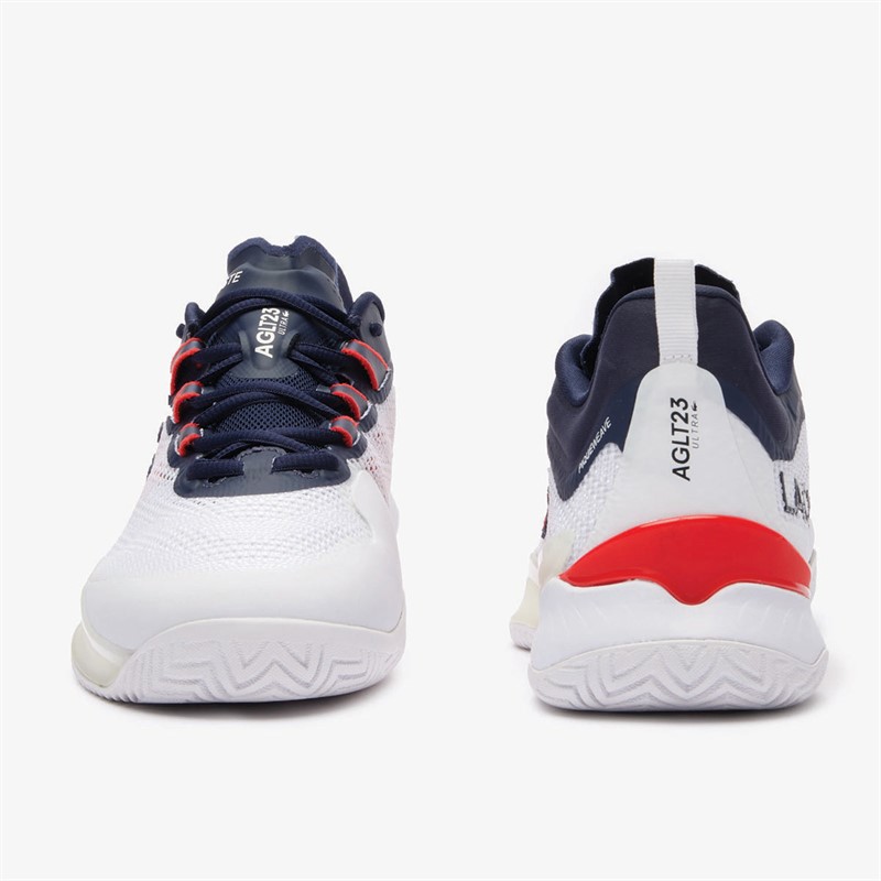 Lacoste Mens AG-LT23 Ultra Tennis Shoes White/Navy/Red