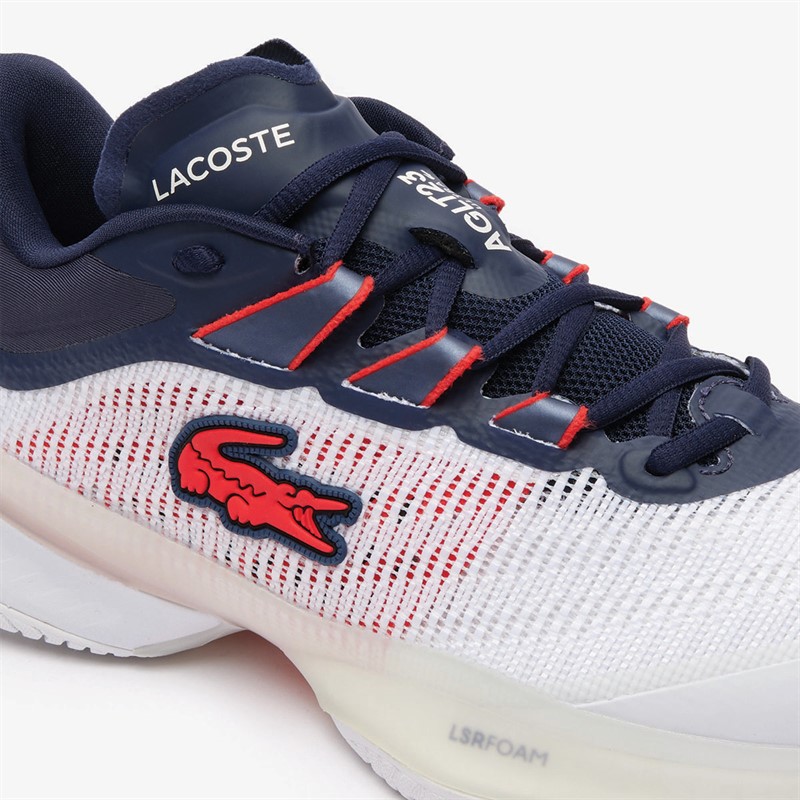 Lacoste Mens AG-LT23 Ultra Tennis Shoes White/Navy/Red