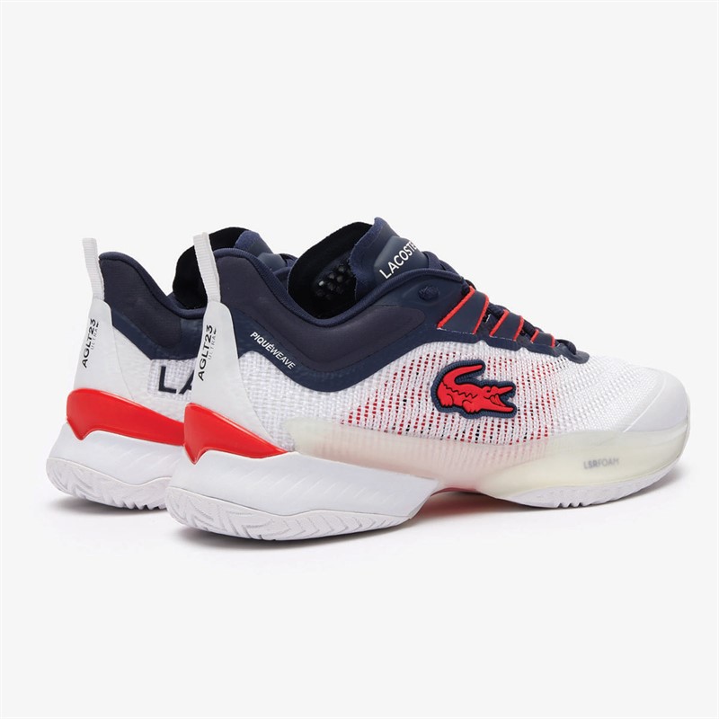 Lacoste Mens AG-LT23 Ultra Tennis Shoes White/Navy/Red