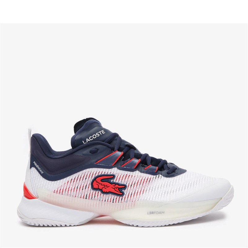 Lacoste Mens AG-LT23 Ultra CC Clay Court Tennis Shoes White/Navy/Red