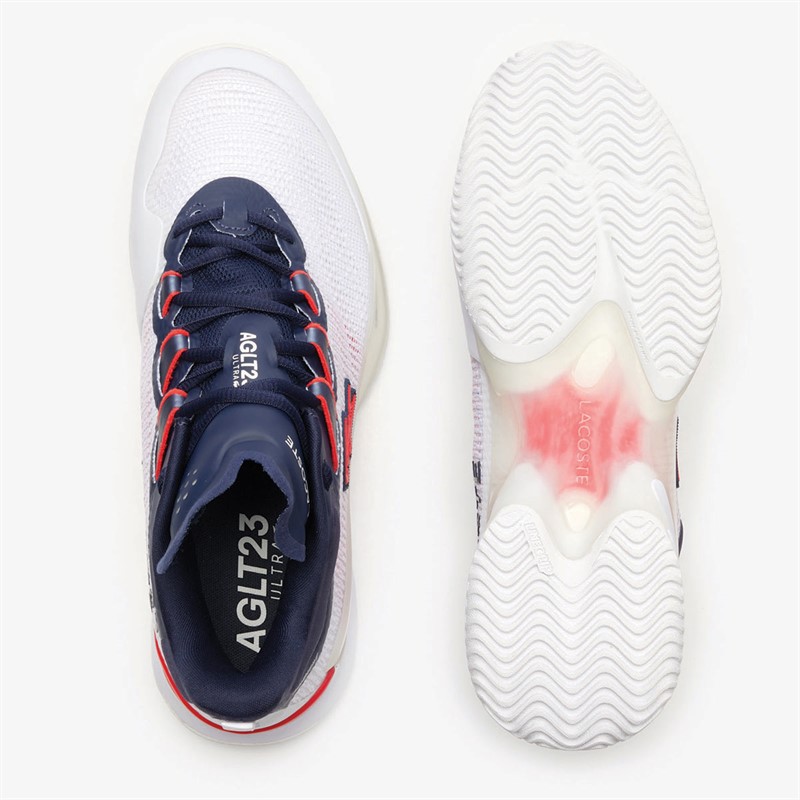 Lacoste Mens AG-LT23 Ultra CC Clay Court Tennis Shoes White/Navy/Red