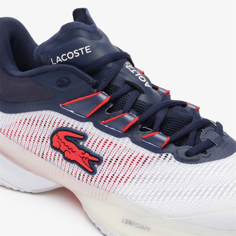 Lacoste Mens AG-LT23 Ultra CC Clay Court Tennis Shoes White/Navy/Red