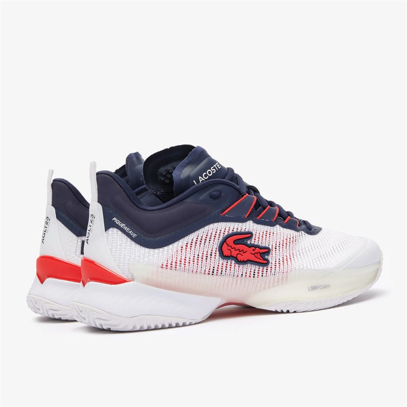 Lacoste Mens AG-LT23 Ultra CC Clay Court Tennis Shoes White/Navy/Red