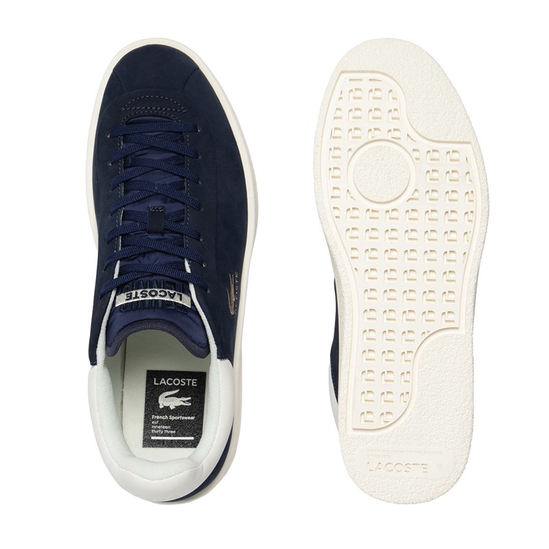 Lacoste Mens Baseshot Premium Trainers Navy/Off White