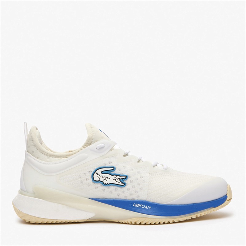 Lacoste Mens AG-LT23 Lite CC Clay Court Tennis Shoes White/Off White/Blue